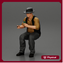 gangster man sitting and playing poker holding cigar