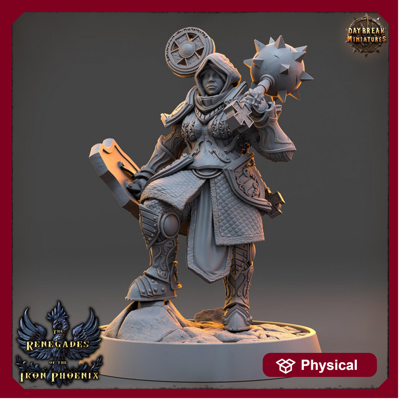 Female Cleric, Paladin PC /NPC Unpainted | 28mm,32mm,54mm,75mm,100mm Scales | Dungeons and Dragons | Pathfinder | Daybreak Miniatures - Only-Games