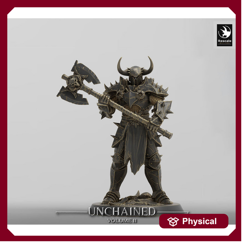 Oathbreaker Paladin, Fighter,Soldier Axe, DnD Unpainted Miniature| 28mm, 32mm,54mm,75mm,100mm Scales | Dungeons & Dragons - Only-Games