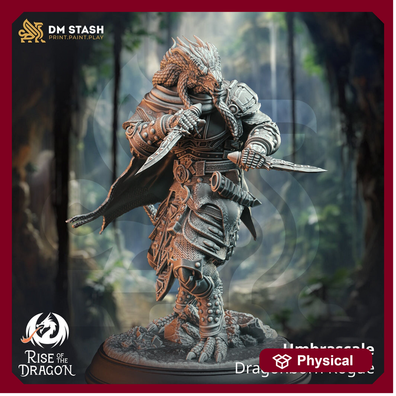 Dragonborn Rogue Thief Assassin, PC / NPC unpainted Miniature | 28mm, 32mm, 54mm, 75mm, 100mm Scales | Pathfinder Figure DnD | DM Stash | - Only-Games