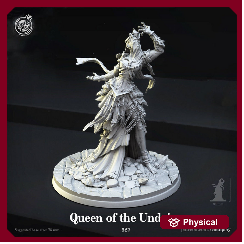 Undead Queen Miniature | Dungeons and Dragons | 28mm, 32mm, 75mm | Pathfinder | Unpainted | CastnPlay - Only-Games