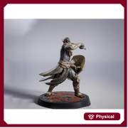 Elf Sword and Shield Fighter Miniature | Fantasy Warrior | Resin 28mm 32mm 54mm 75mm 100mm - Only-Games
