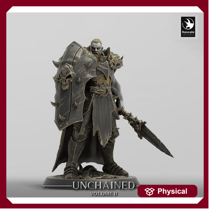 Oathbreaker Paladin, Fighter,Soldier Spear and Shield, DnD Unpainted Miniature| 28mm, 32mm,54mm,75mm,100mm Scales | Dungeons & Dragons - Only-Games