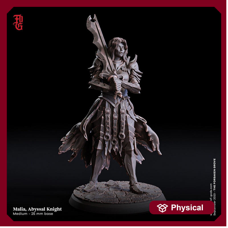 Female Fighter, Paladin, Ranger | 28mm, 32mm,54mm,75mm,100mm Scales |  | Player Character Mini-D&D 5e Pathfinder Figurine | Flesh of Gods - Only-Games