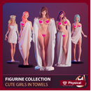 FIGURINE COLLECTION / CUTE GIRLS IN TOWELS / 5 PIECES