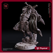 Dragonborn Paladin 2handed Sword model | 28mm, 32mm,54mm,75mm, 100mm Scale Resin Miniature | D&D 5e  | Pathfinder | Flesh of Gods - Only-Games