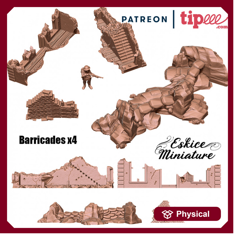 Barricades ww2 x4 - 28mm for wargame - Only-Games