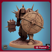 Orc Fighter Barbarian Battle Hammer Shield, Half-Orc | Scales: 28mm,32mm ,,54mm,75mm,100mm  Megaboss | Dungeons & Dragons 5e |Pathfinder - Only-Games