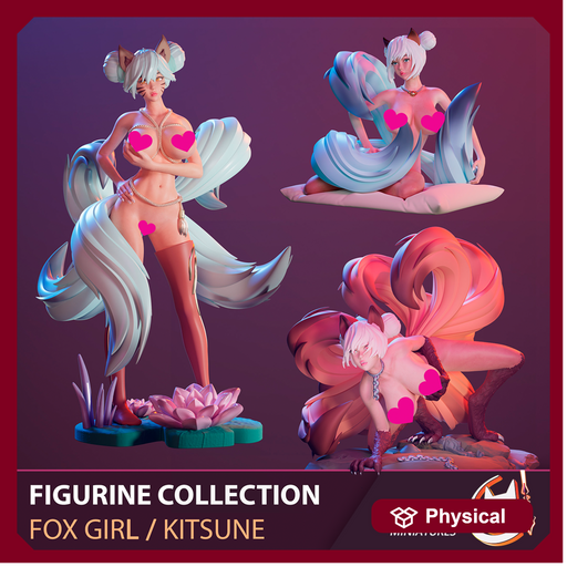 FIGURINE COLLECTION / FOX GIRL - KITSUNE / 3 PIECES - Only-Games