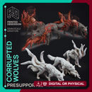 Corrupted Wolves - 3 Horror Models - The Mists of Change - PRESUPPORTED - 32 mm scale