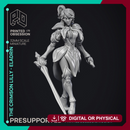 Crimson Lilly - Eladrin - Hero Miniature & 8 Extra Wepons - PRESUPPORTED - 32mm scale