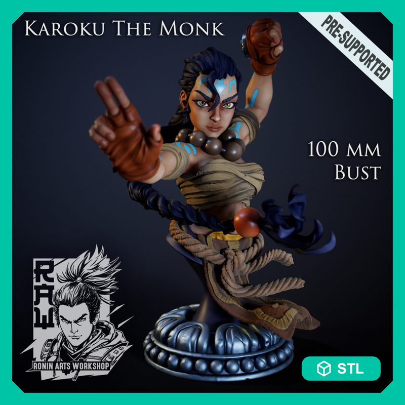 Karoku The Monk - Warrior Bust - STL only