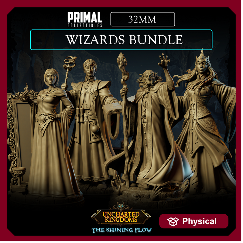 4 miniatures - 32mm - Wizards Bundle - Uncharted Kingdom