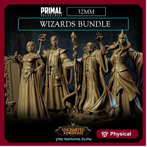 4 miniatures - 32mm - Wizards Bundle - Uncharted Kingdom - Only-Games