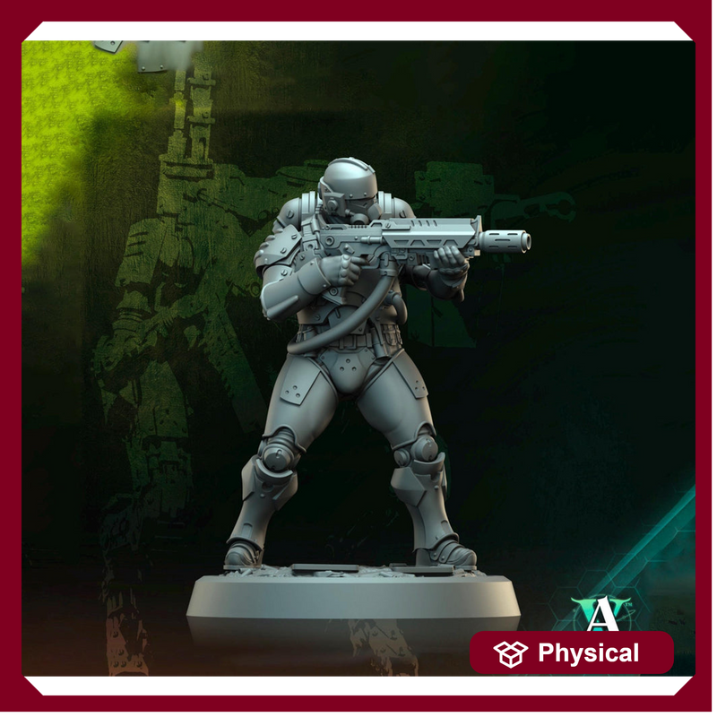 Sci-Fi Miniature Space Soldier Argo Commando |  28mm,32mm Scales & 54mm,75mm,100mm TALL | Resin Mini | Shocktrooper TPG | Archvillain Games - Only-Games
