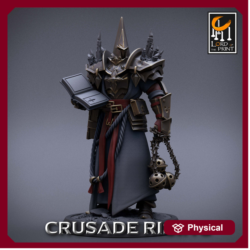 Cleric Inquisitor Knight Templar Unpainted Miniature | 28mm, 32mm,54mm,75mm,100mm Scales |Dungeons and Dragons Pathfinder |Lord of The Print - Only-Games