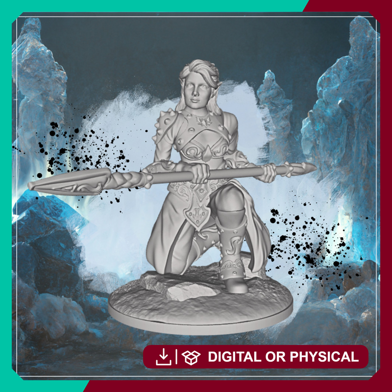 Heavy Armor Female Elf 3 - Fantasy Miniature STL, DnD & Wargaming - Only-Games