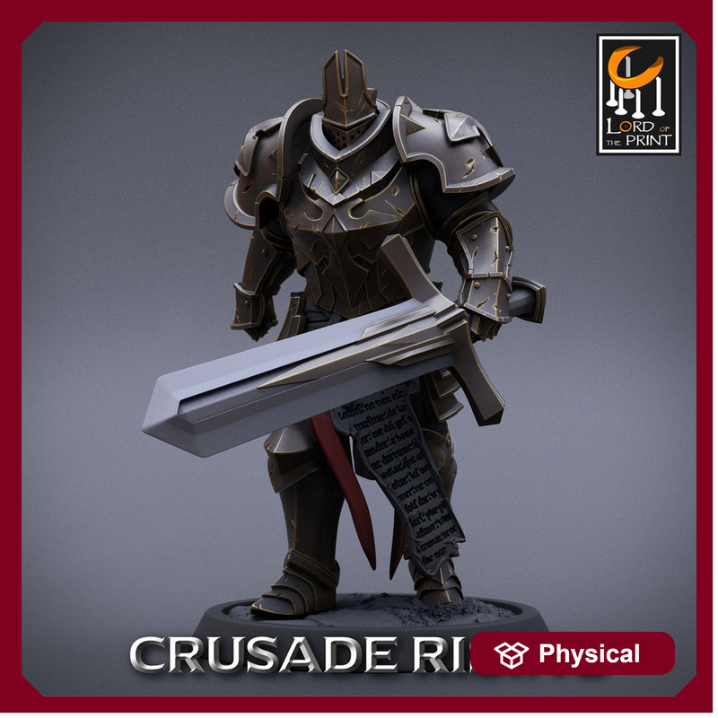 Paladin Knight Templar Unpainted Miniature | 28mm, 32mm,54mm,75mm, 100mm Scales | Dungeons and Dragons | Pathfinder | Lord of The Print - Only-Games