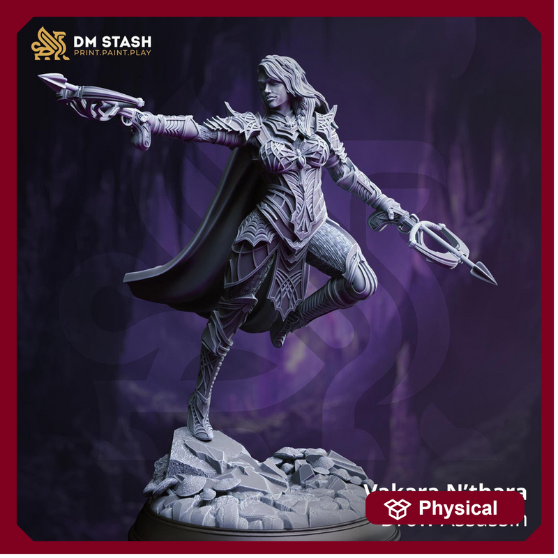 Dark Elf Female Fighter Assassin PC/ NPC Miniature | 28mm, 32mm,54mm,75mm, 100mm Scales | Dungeons and Dragons Pathfinder | DM Stash - Only-Games