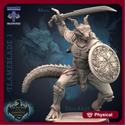 Dragonborn Paladin Sword and Shield  | 28mm, 32mm, 75mm Scale Resin Miniature | Dungeons and Dragons D&D 5e  | Pathfinder | Flesh of Gods - Only-Games
