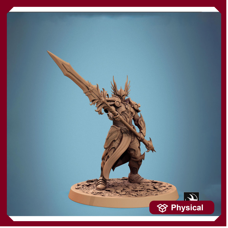 Human Paladin, Fighter Helm or No Helm, Polearm Master PC / NPC DnD 5e Unpainted Mini| 28mm, 32mm,54mm,75mm,100mm Scales |Dungeons & Dragons - Only-Games