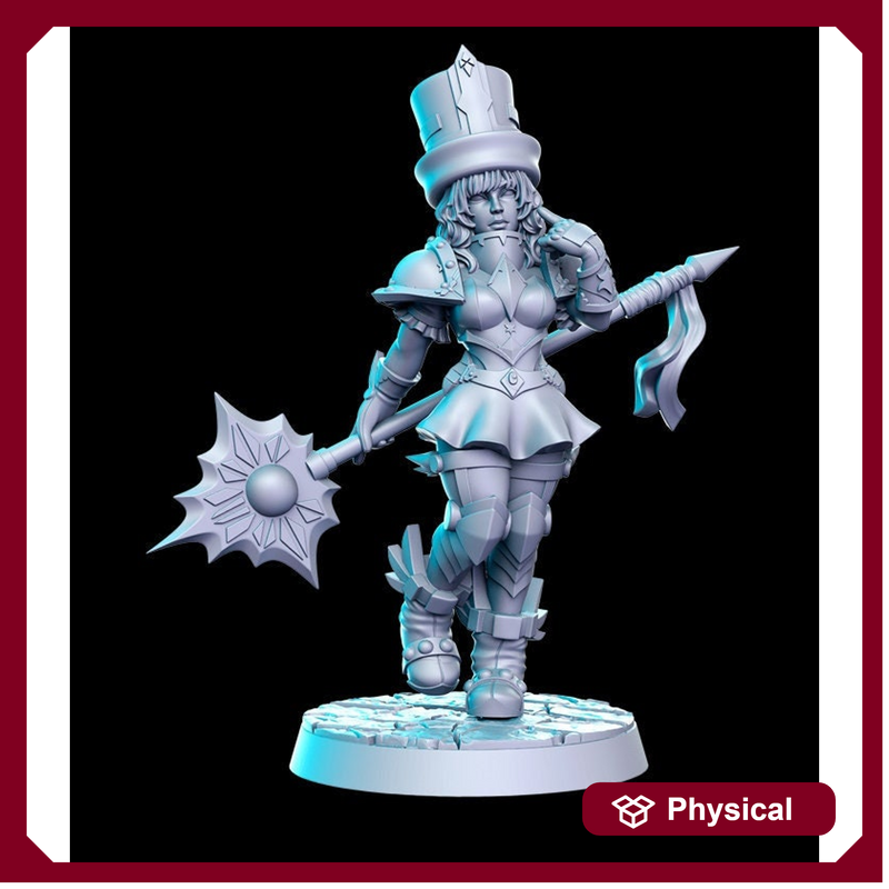 Female Cleric Polearm JRPG | 28mm Scale | 32mm Scale Miniature | 75mm Scale Unpainted resin Figurine D&D Tabletop Fantasy Miniature Gaming - Only-Games