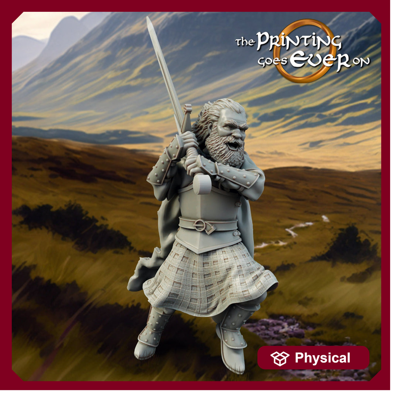 Human Highlander Ranger Fighter | Miniature | 28mm, 32mm, 54mm,75mm,100mm Scale | Pathfinder Figure| DnD | Human Ranger Figurine unpainted | - Only-Games