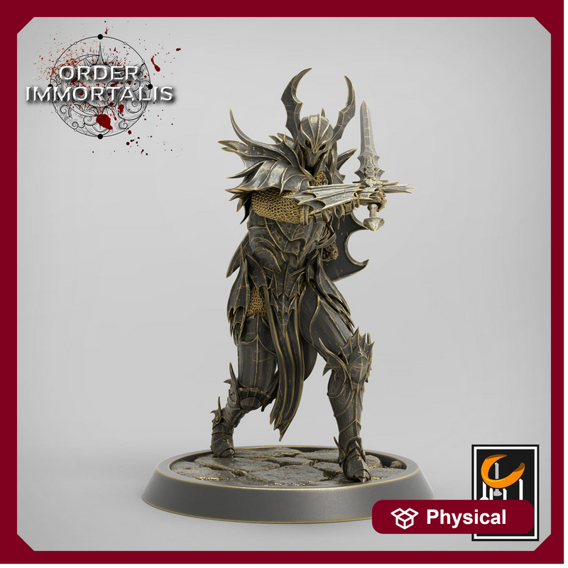 Fighter Sword and Shield, Oathbreaker Paladin,  Unpainted Miniature | 28mm, 32mm,75mm Scales | Dungeons and Dragons | Pathfinder | - Only-Games