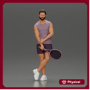 Casual Tennis Player Posing with Racket in Sporty Outfit