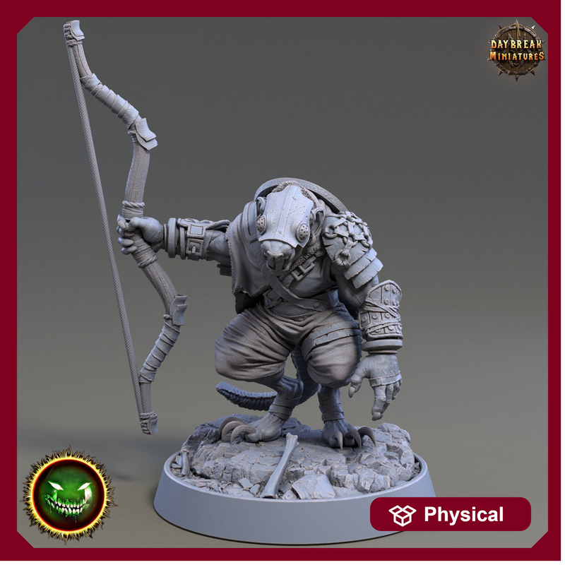 Wererat Archer , Ratfolk, Ratman |Resin| Dungeons and Dragons 5e | 28mm,32mm,54m,75mm Scales | Pathfinder D&D | Daybreak Miniatures - Only-Games
