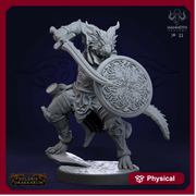 Dragonborn Fighter Sword n Shield  | 28mm,32mm,54mm,75mm,100mm Scale Resin Mini | Dungeons and Dragons D&D 5e | Pathfinder | Mammoth Factory - Only-Games