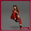 Tired woman mechanic in suit and cap sitting