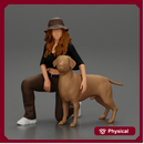 Chola Girl in hat sitting on knee hugging her dog
