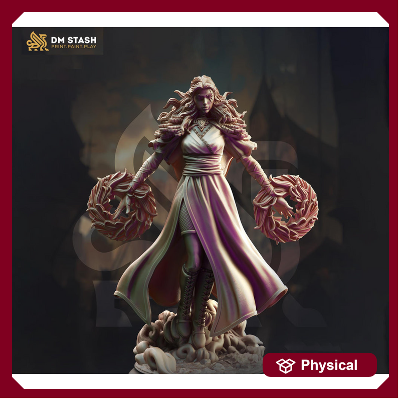 Human Female Sorcerer, Wizard, Cleric | Unpainted Miniature | 28mm, 32mm, 75mm, 100mm Scales | Pathfinder Figure | DnD | Figurine unpainted - Only-Games