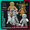 Gingerbread Medusa & Victoms - 3 Models -  PRESUPPORTED - Illustrated and Stats - 32mm scale