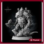 Dwarf Fighter Dragon Hunter (Baby dragon :) ) PC / NPC | 28mm,32mm,54mm,75mm,100mm Scales | Player Character Mini D&D 5e Pathfinder Figurine - Only-Games