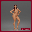 Naked Barefoot Woman Posing With Hands On Hips