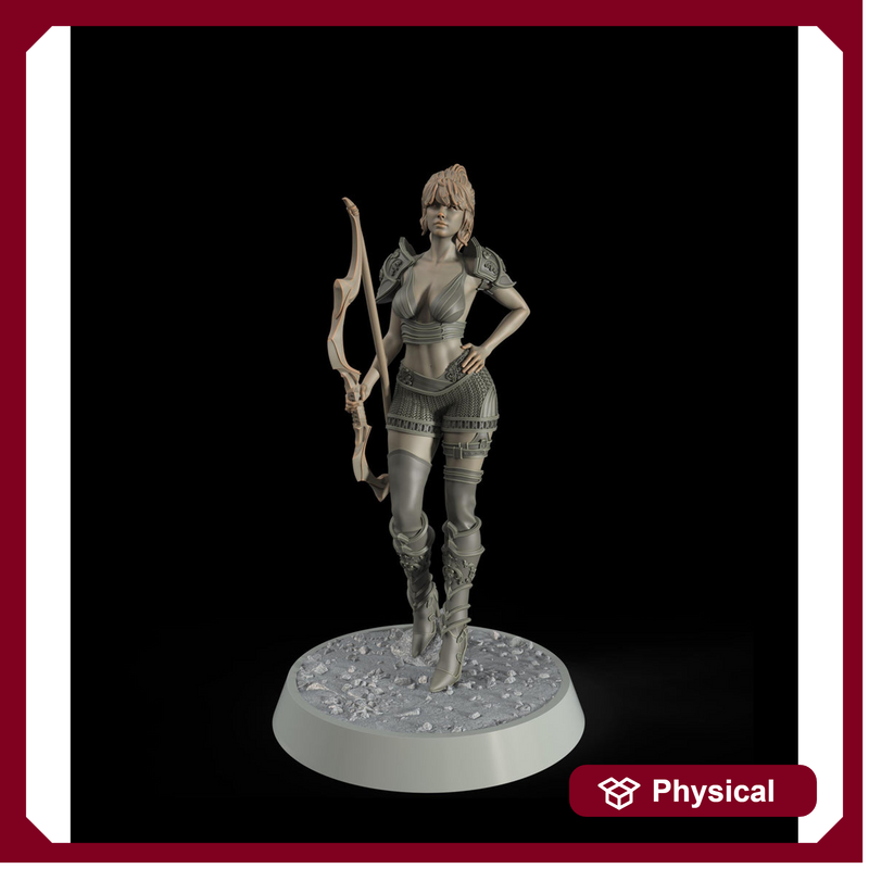 Female Elf, Human Fighter Ranger Sharpshooter, Mini | 28mm,32mm,54mm,75mm,100mm Scale | Resin Dungeons and Dragons D&D 5e  | Pathfinder - Only-Games