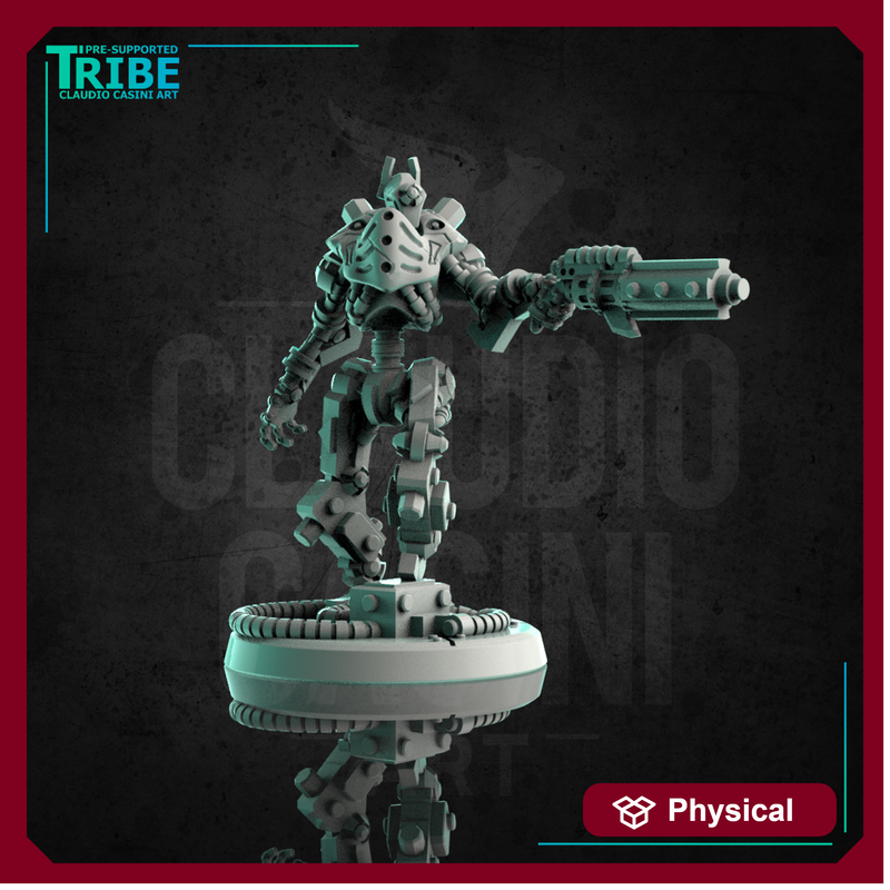 (0206) Male robot android mechanics cyber sci-fi with a rifle
