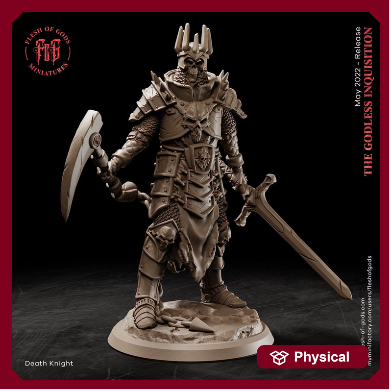 Undead Death Knight | 28mm, 32mm, 75mm Scale Resin Miniature | Flesh of Gods | Dungeons and Dragons | - Only-Games