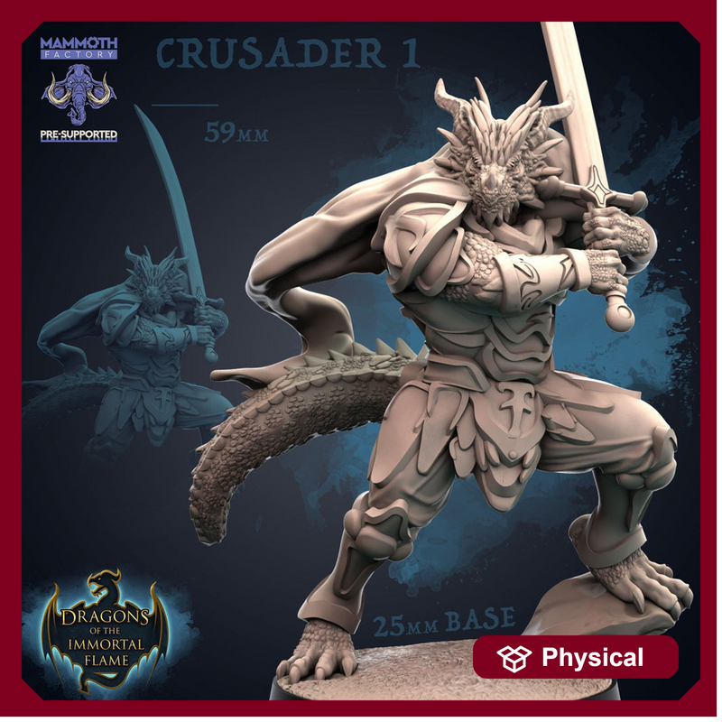 Dragonborn Paladin Sword  | 28mm, 32mm, 75mm Scale Resin Miniature | Dungeons and Dragons D&D 5e  | Pathfinder | Flesh of Gods - Only-Games