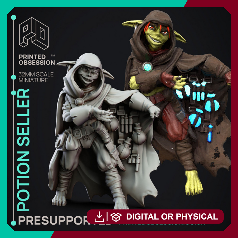 Potion Seller - Goblin Potion Brewer - PRESUPPORTED - 32mm Scale