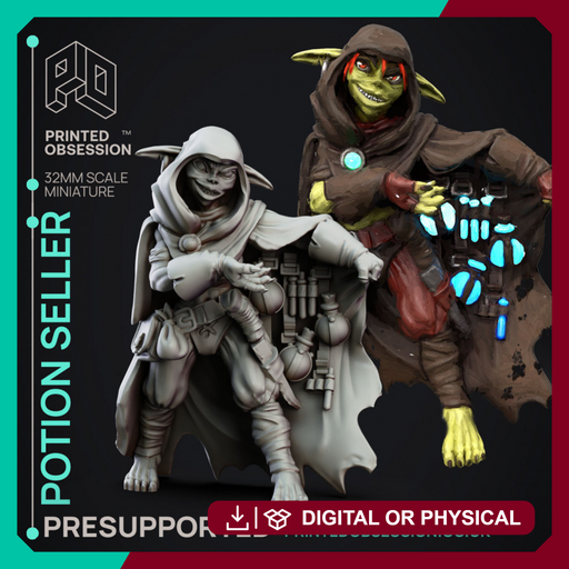 Potion Seller - Goblin Potion Brewer - PRESUPPORTED - 32mm Scale - Only-Games