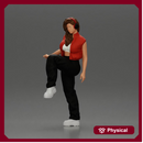 Woman in Headphones Lifting Leg in Stylish Streetwear
