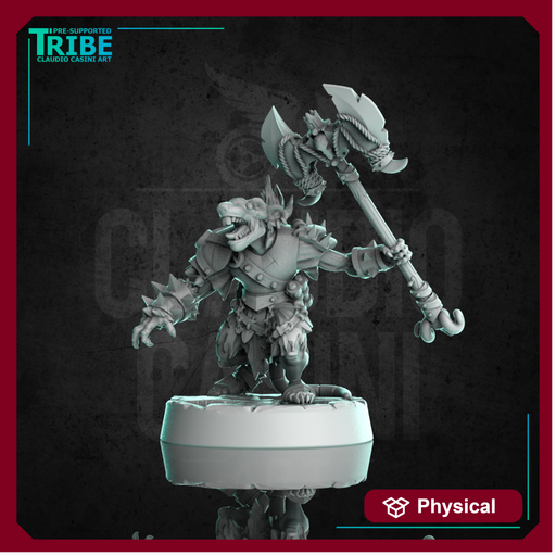 (0317) Male rat folk mouse folk barbarian with axe or sword - Only-Games