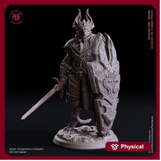 Dragonborn Paladin Sword Shield | 28mm,32mm,54mm,75mm,100mm Scale Resin Miniature | Dungeons and Dragons D&D 5e Pathfinder | Flesh of Gods - Only-Games