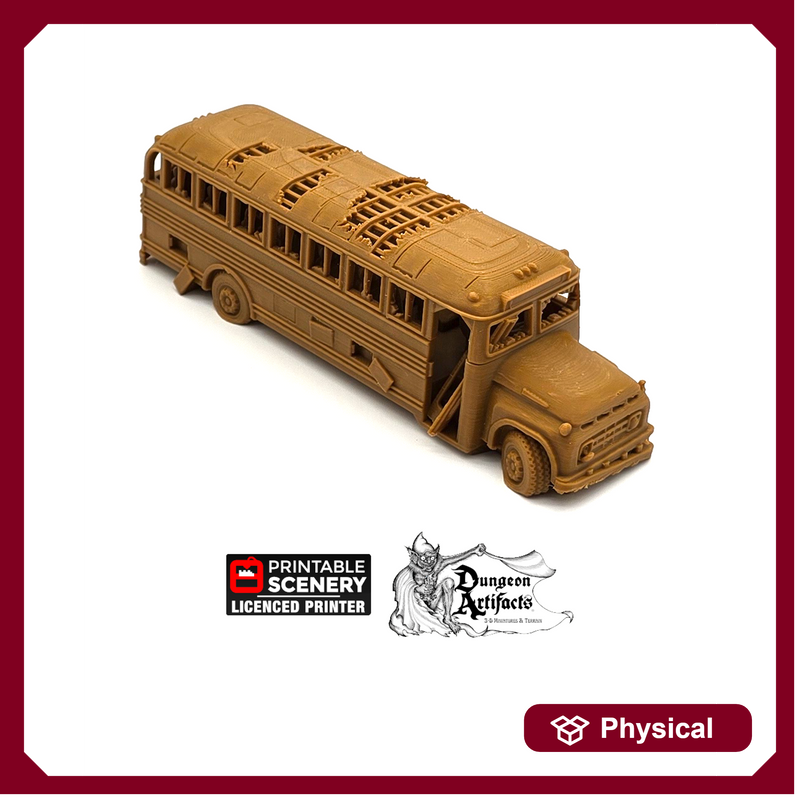 Abandoned School Bus - 15mm 28mm 20mm 32mm Brave New Worlds Wasteworld Gaslands Terrain Scatter D&D DnD