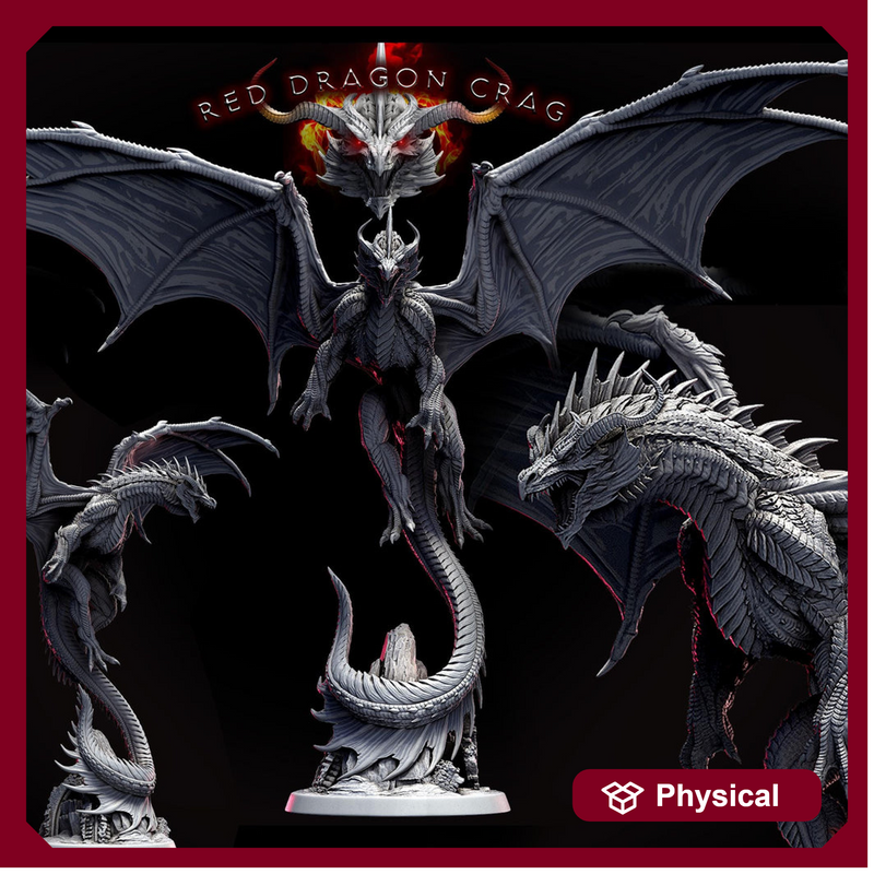 Legendary Chromatic RED Dragon (4 sizes) D&D Miniature | 310mm Wing Span,170mm Height | Resin Figurine |Dungeons and Dragons 5e Pathfinder - Only-Games