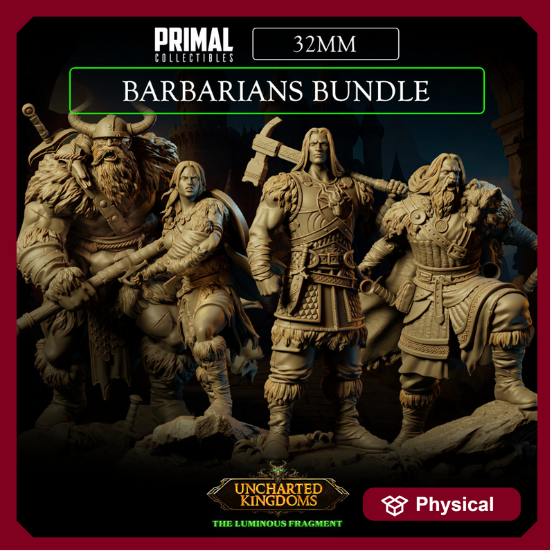 4 miniatures - 32mm - Barbarians Bundle - Uncharted Kingdoms
