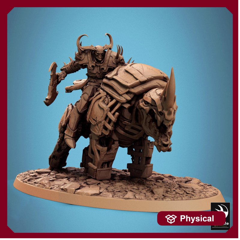 Daemon on Armored Muscular Beast Great Axe , Demon Devil Cavalry | Dungeons and Dragons 5e  | 28mm,32mm,54mm,75mm Scale | Pathfinder - Only-Games